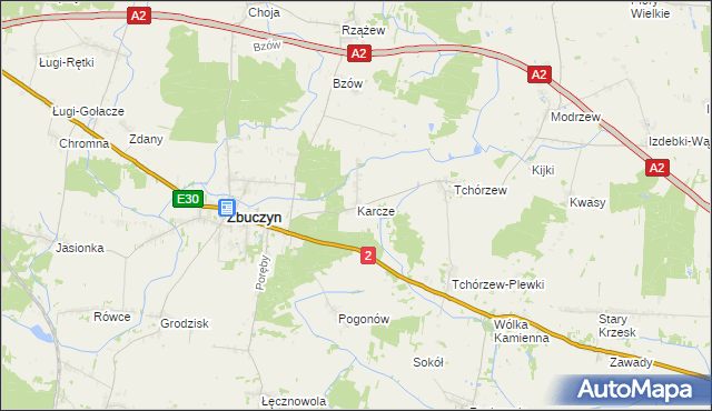 mapa Karcze gmina Zbuczyn, Karcze gmina Zbuczyn na mapie Targeo