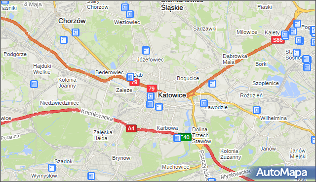mapa Katowic, Katowice na mapie Targeo