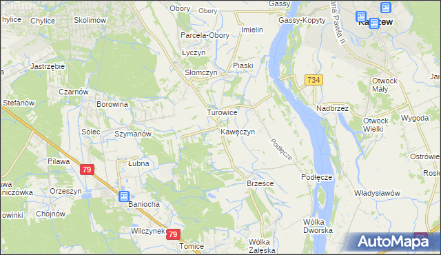 mapa Kawęczyn gmina Konstancin-Jeziorna, Kawęczyn gmina Konstancin-Jeziorna na mapie Targeo