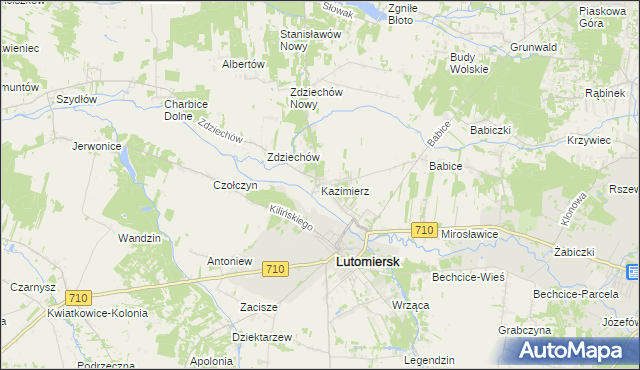 mapa Kazimierz gmina Lutomiersk, Kazimierz gmina Lutomiersk na mapie Targeo