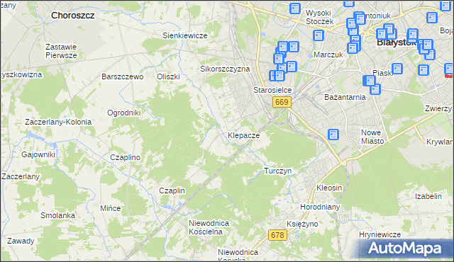 mapa Klepacze gmina Choroszcz, Klepacze gmina Choroszcz na mapie Targeo