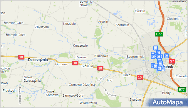 mapa Kluczewo gmina Płońsk, Kluczewo gmina Płońsk na mapie Targeo