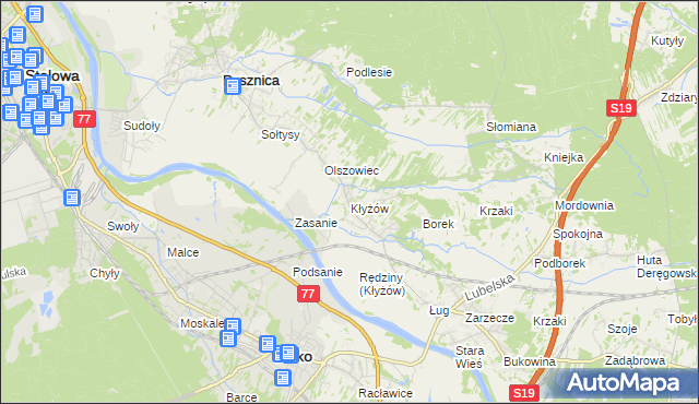 mapa Kłyżów, Kłyżów na mapie Targeo