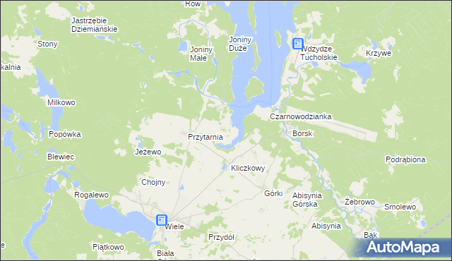 mapa Knieja gmina Karsin, Knieja gmina Karsin na mapie Targeo