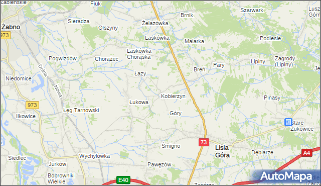 mapa Kobierzyn gmina Lisia Góra, Kobierzyn gmina Lisia Góra na mapie Targeo