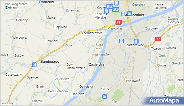 mapa Koćmierzów, Koćmierzów na mapie Targeo