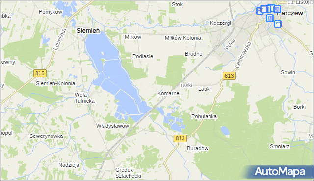 mapa Komarne, Komarne na mapie Targeo