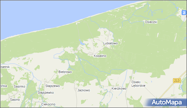 mapa Kopalino, Kopalino na mapie Targeo