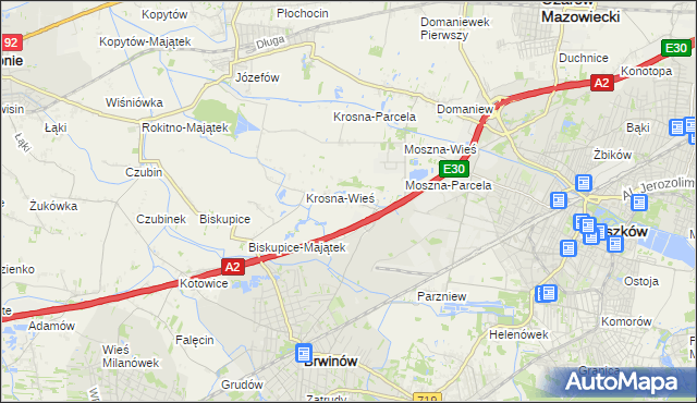 mapa Koszajec gmina Brwinów, Koszajec gmina Brwinów na mapie Targeo