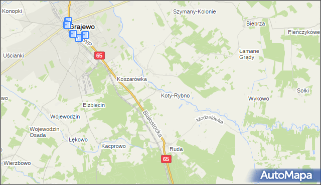 mapa Koty-Rybno, Koty-Rybno na mapie Targeo