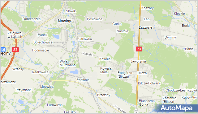 mapa Kowala gmina Sitkówka-Nowiny, Kowala gmina Sitkówka-Nowiny na mapie Targeo