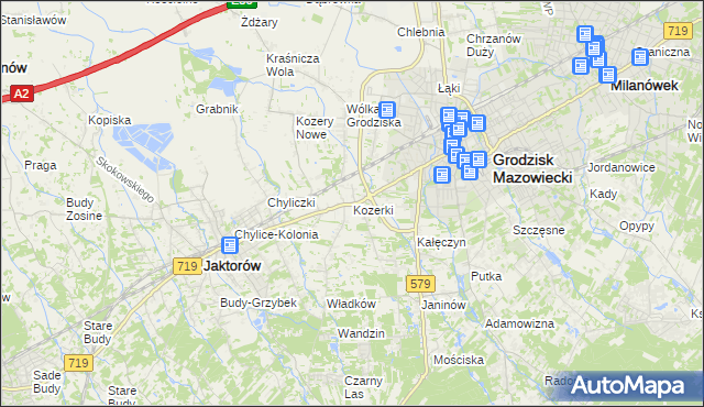 mapa Kozerki, Kozerki na mapie Targeo