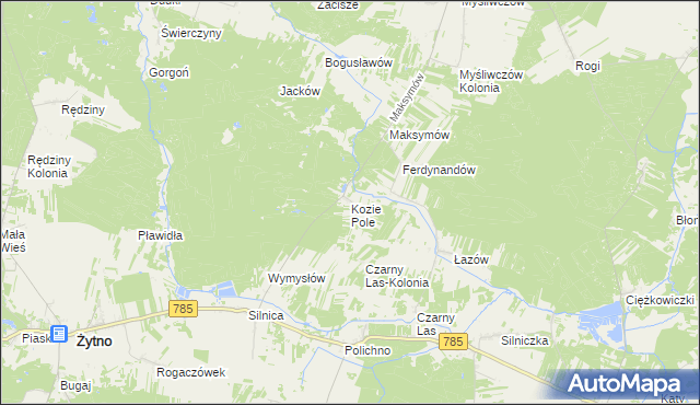 mapa Kozie Pole, Kozie Pole na mapie Targeo