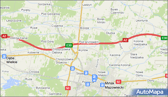 mapa Królewiec gmina Mińsk Mazowiecki, Królewiec gmina Mińsk Mazowiecki na mapie Targeo