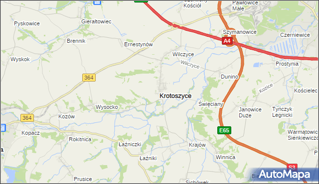 mapa Krotoszyce, Krotoszyce na mapie Targeo