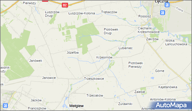 mapa Krzesimów, Krzesimów na mapie Targeo