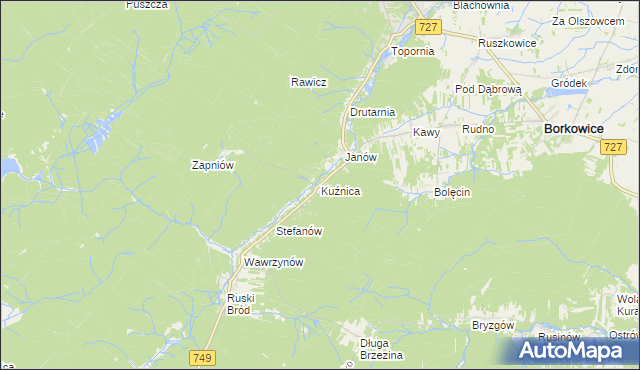 mapa Kuźnica gmina Przysucha, Kuźnica gmina Przysucha na mapie Targeo