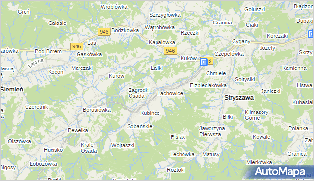 mapa Lachowice, Lachowice na mapie Targeo