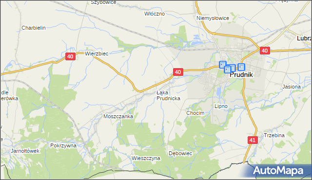 mapa Łąka Prudnicka, Łąka Prudnicka na mapie Targeo