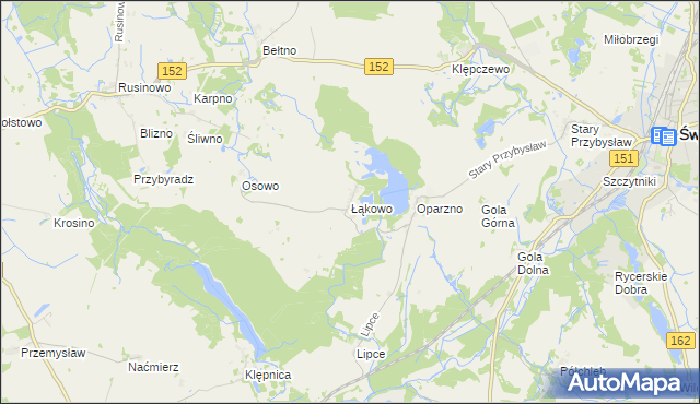 mapa Łąkowo, Łąkowo na mapie Targeo