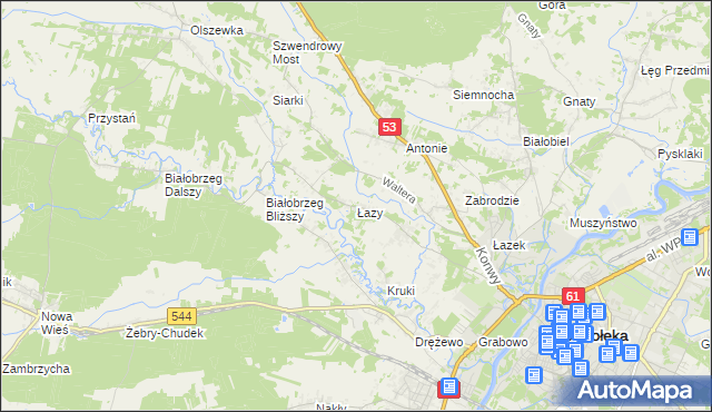 mapa Łazy gmina Olszewo-Borki, Łazy gmina Olszewo-Borki na mapie Targeo