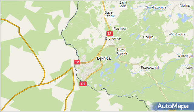 mapa Łęknica powiat żarski, Łęknica powiat żarski na mapie Targeo