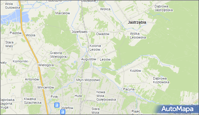 mapa Lesiów, Lesiów na mapie Targeo