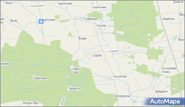 mapa Ligota gmina Raszków, Ligota gmina Raszków na mapie Targeo