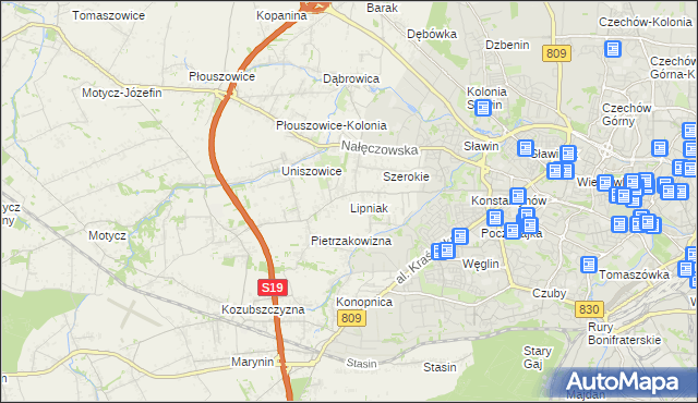 mapa Lipniak gmina Konopnica, Lipniak gmina Konopnica na mapie Targeo