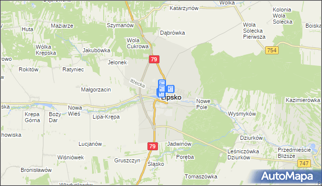 mapa Lipsko, Lipsko na mapie Targeo