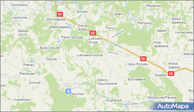 mapa Lutkówka gmina Mszczonów, Lutkówka gmina Mszczonów na mapie Targeo