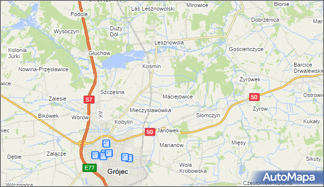 mapa Maciejowice gmina Grójec, Maciejowice gmina Grójec na mapie Targeo