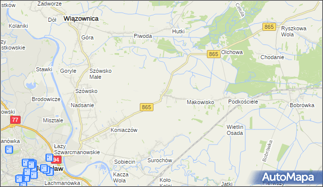 mapa Makowiska gmina Jarosław, Makowiska gmina Jarosław na mapie Targeo