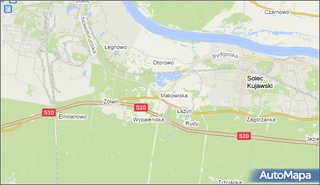 mapa Makowiska gmina Solec Kujawski, Makowiska gmina Solec Kujawski na mapie Targeo