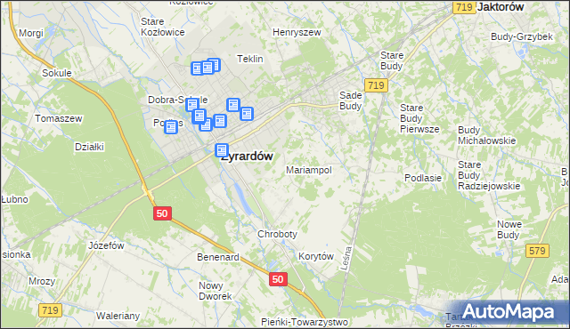 mapa Mariampol gmina Jaktorów, Mariampol gmina Jaktorów na mapie Targeo