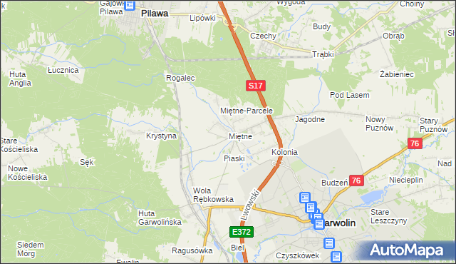 mapa Miętne, Miętne na mapie Targeo