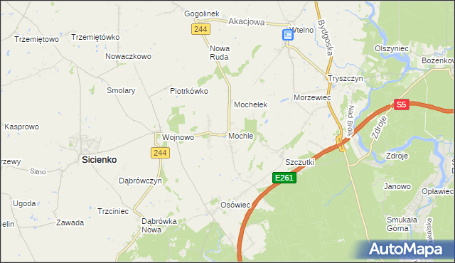 mapa Mochle, Mochle na mapie Targeo