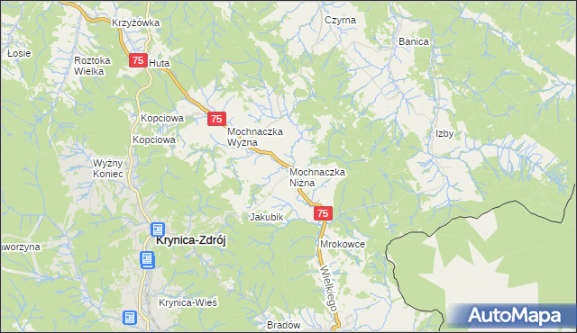 mapa Mochnaczka Niżna, Mochnaczka Niżna na mapie Targeo