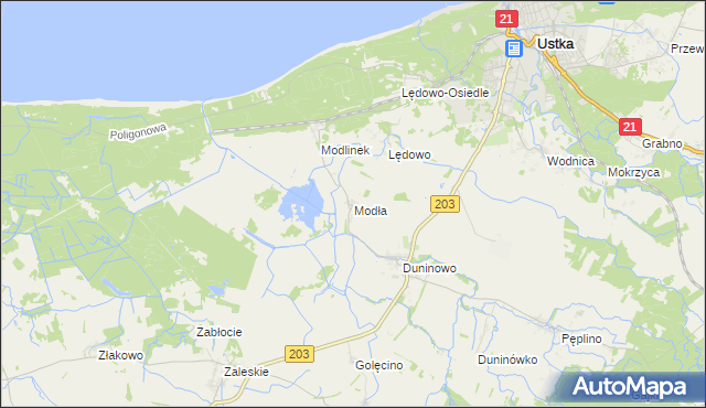 mapa Modła gmina Ustka, Modła gmina Ustka na mapie Targeo