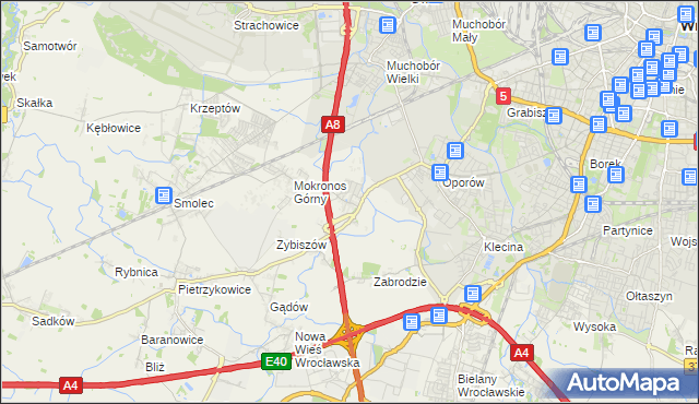 mapa Mokronos Dolny, Mokronos Dolny na mapie Targeo