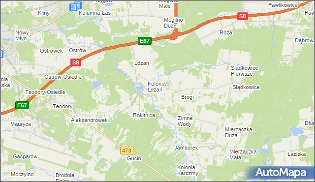 mapa Morgi gmina Dobroń, Morgi gmina Dobroń na mapie Targeo