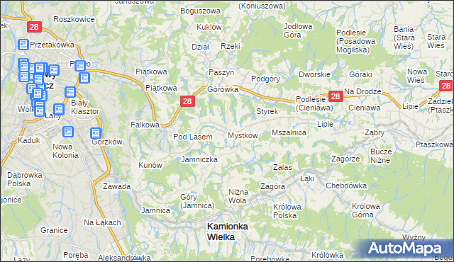 mapa Mystków, Mystków na mapie Targeo
