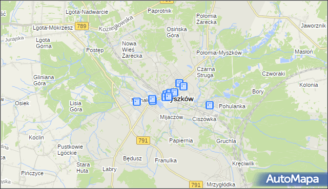 mapa Myszków, Myszków na mapie Targeo