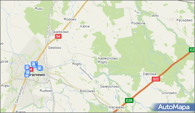 mapa Nadleśnictwo Rogity, Nadleśnictwo Rogity na mapie Targeo