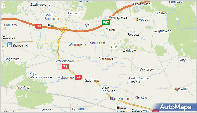mapa Naramice, Naramice na mapie Targeo