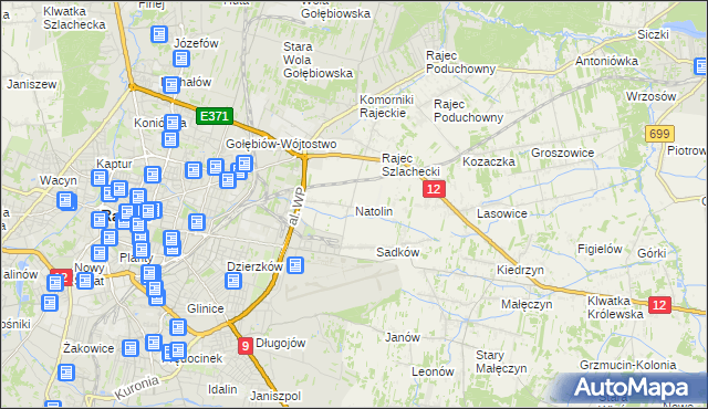 mapa Natolin gmina Jedlnia-Letnisko, Natolin gmina Jedlnia-Letnisko na mapie Targeo