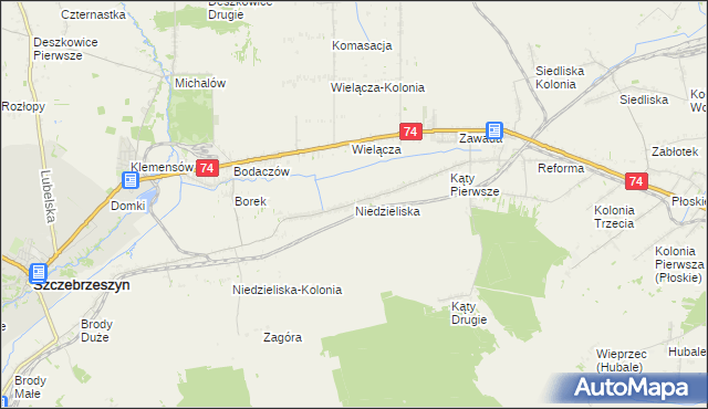 mapa Niedzieliska gmina Szczebrzeszyn, Niedzieliska gmina Szczebrzeszyn na mapie Targeo