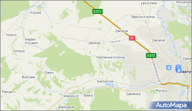 mapa Niemienice-Kolonia, Niemienice-Kolonia na mapie Targeo