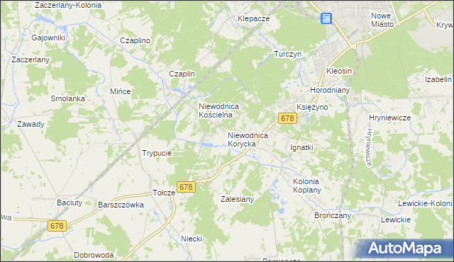 mapa Niewodnica Korycka, Niewodnica Korycka na mapie Targeo