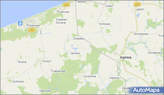 mapa Niwy gmina Karnice, Niwy gmina Karnice na mapie Targeo